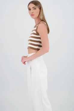 Shasa Striped Ribbed Knit Top