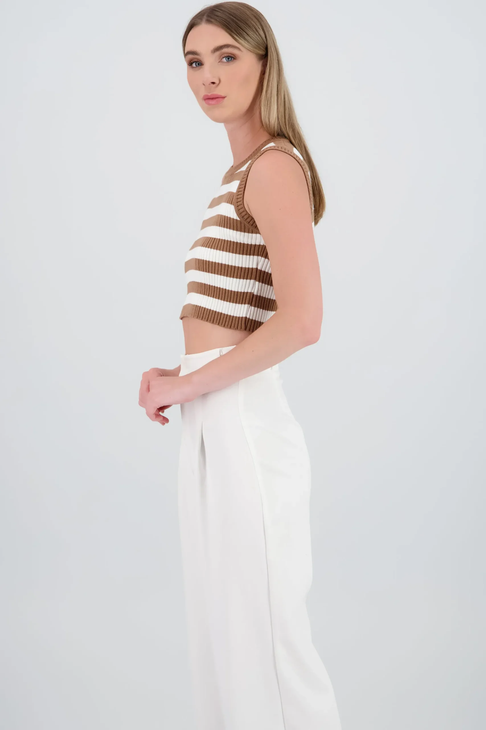 Shasa Striped Ribbed Knit Top