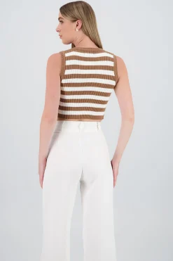 Shasa Striped Ribbed Knit Top