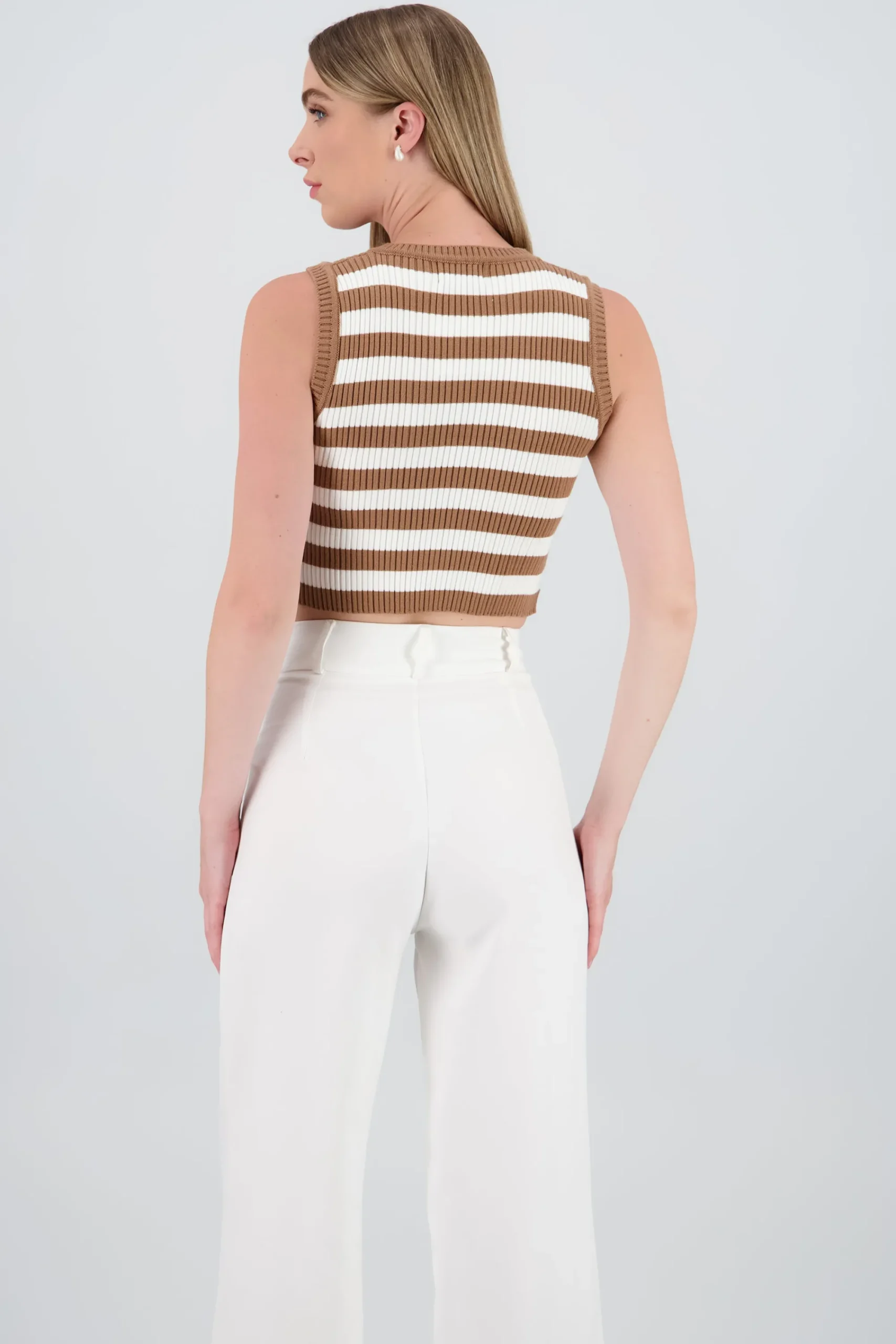 Shasa Striped Ribbed Knit Top
