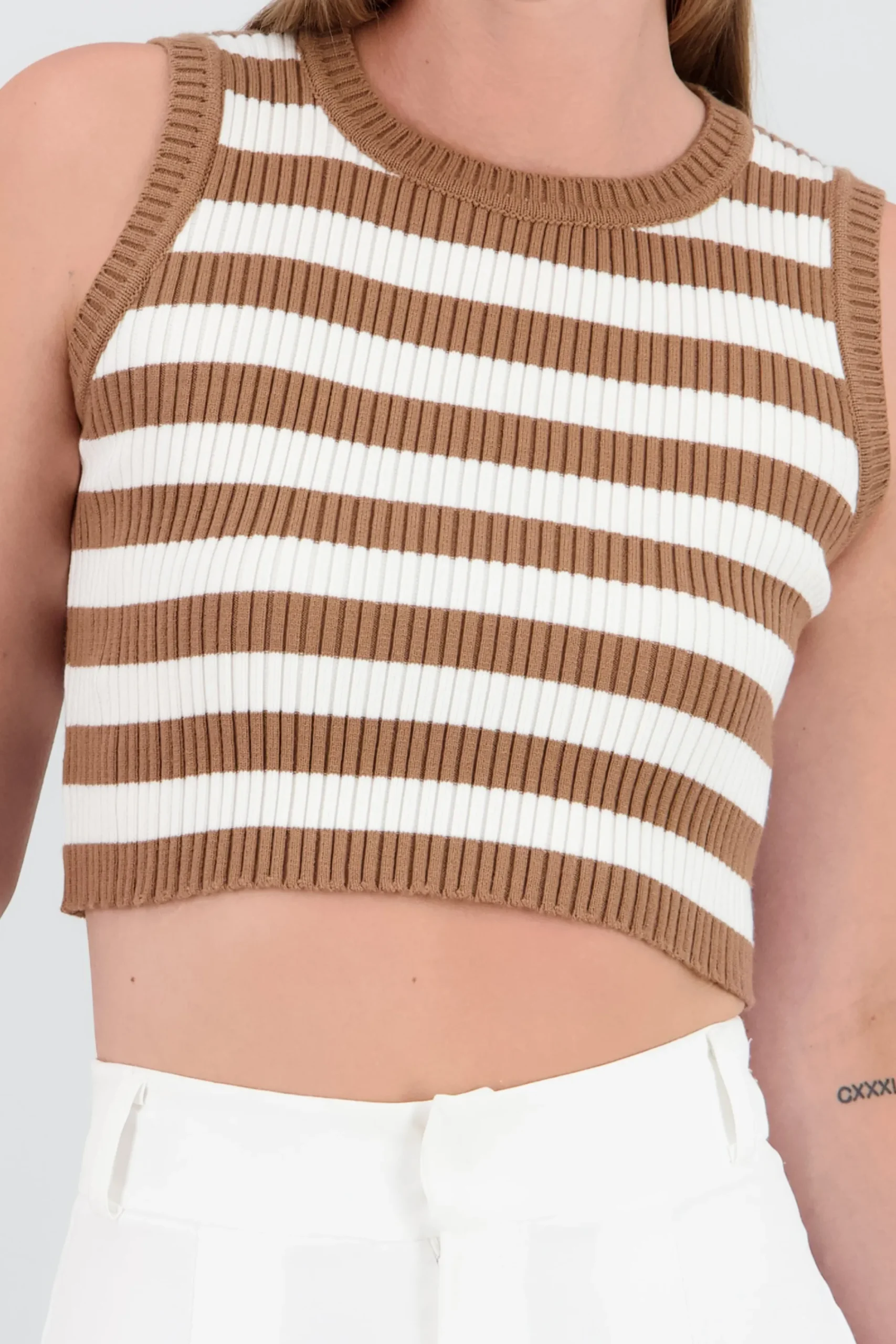 Shasa Striped Ribbed Knit Top