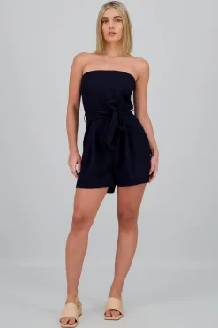 Shasa Striped Romper with Bow Detail
