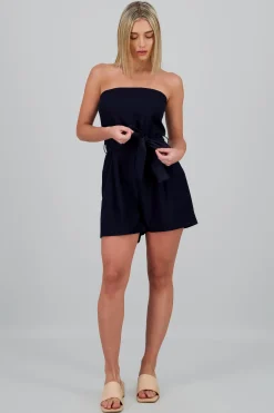 Shasa Striped Romper with Bow Detail