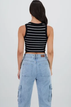 Shasa Striped Seamless Crew Neck Top