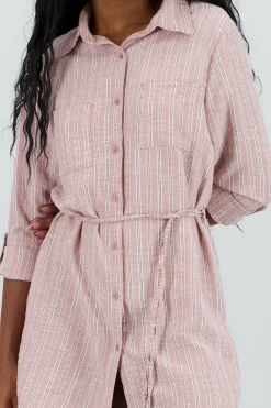Shasa Striped Shirt Dress with Belt Detail
