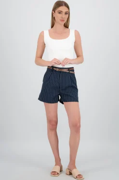 Shasa Striped Shorts with Belt
