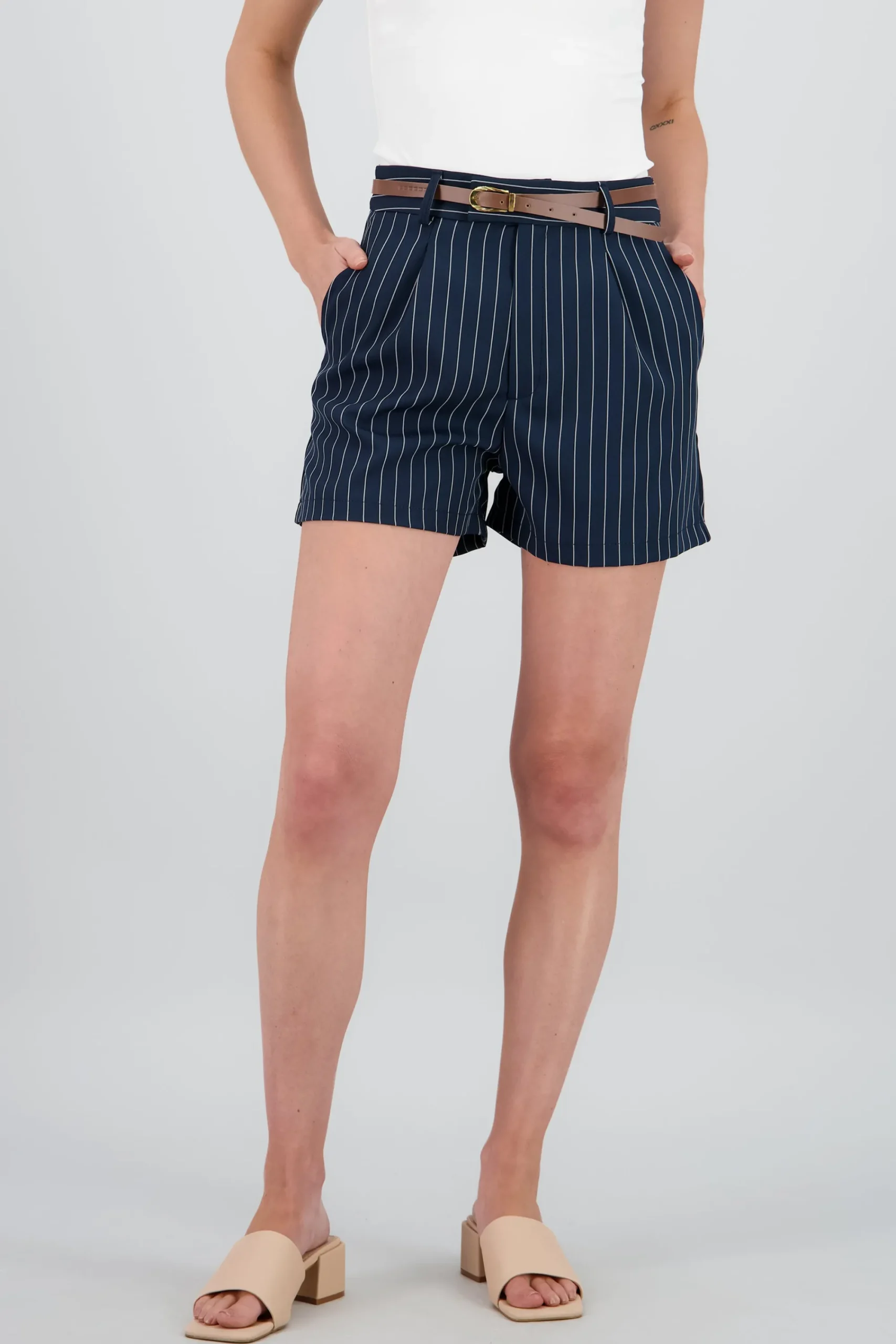 Shasa Striped Shorts with Belt