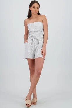 Shasa Striped Shorts with Drawstring