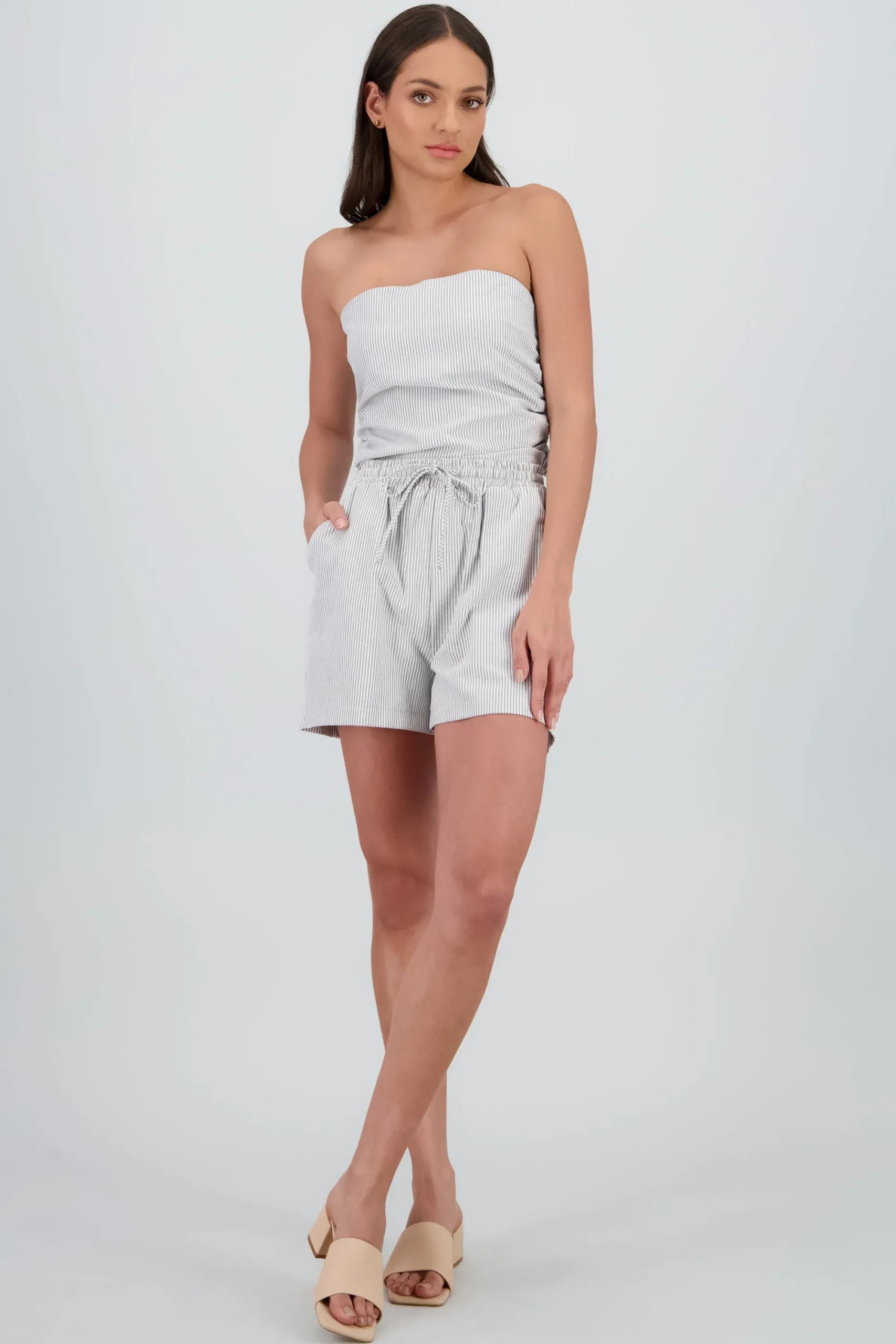 Shasa Striped Shorts with Drawstring