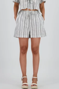 Shasa Striped Shorts with Drawstring Detail
