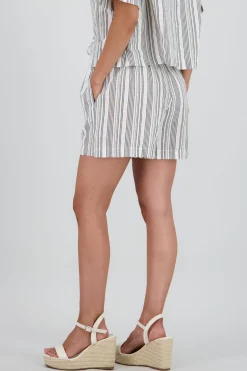 Shasa Striped Shorts with Drawstring Detail