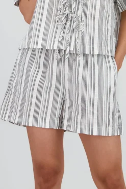Shasa Striped Shorts with Drawstring Detail