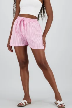 Shasa Striped Shorts with Elastic Waistband Detail