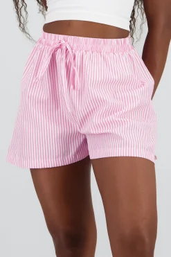 Shasa Striped Shorts with Elastic Waistband Detail