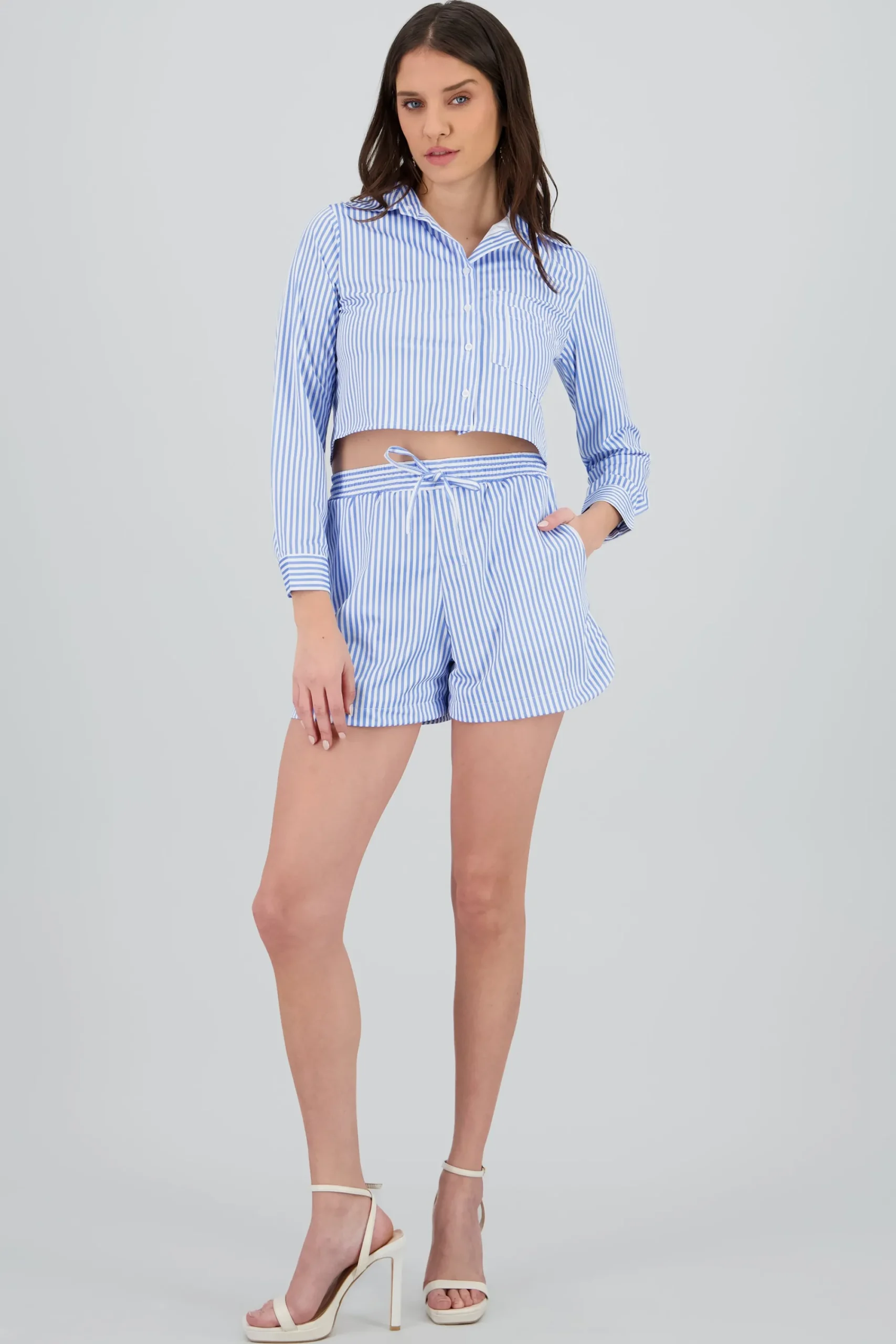 Shasa Striped Shorts with Elastic Waistband