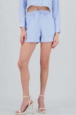 Shasa Striped Shorts with Elastic Waistband