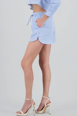 Shasa Striped Shorts with Elastic Waistband