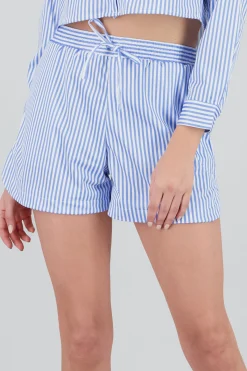 Shasa Striped Shorts with Elastic Waistband