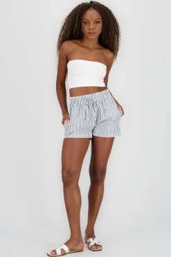 Shasa Striped Shorts with Elastic and Bow