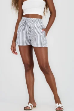 Shasa Striped Shorts with Elastic and Bow