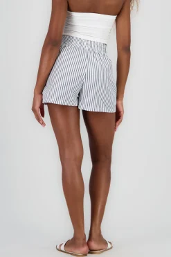 Shasa Striped Shorts with Elastic and Bow