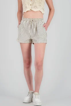 Shasa Striped Shorts with Elastic Detail