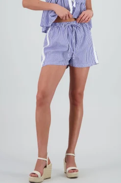 Shasa Striped Shorts with Elastic Waistband
