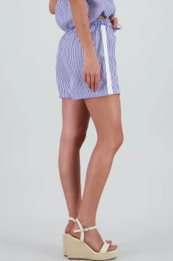 Shasa Striped Shorts with Elastic Waistband