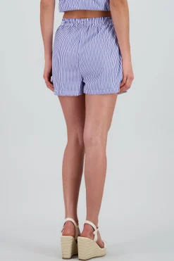 Shasa Striped Shorts with Elastic Waistband