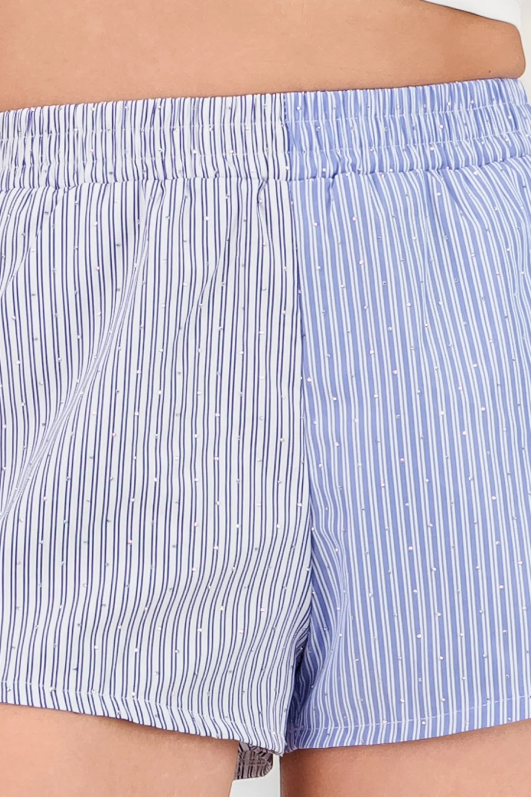 Shasa Striped Shorts with Rhinestones