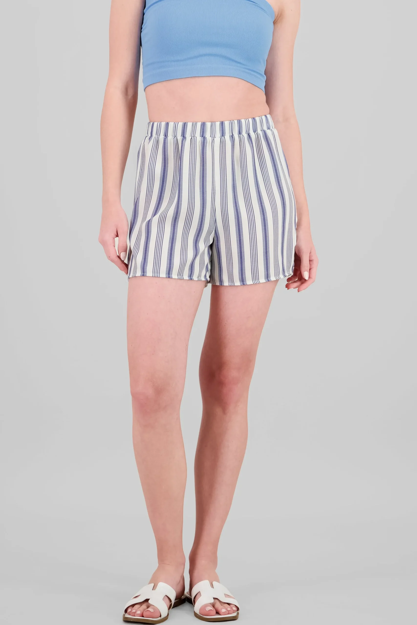 Shasa Striped Shorts with Slit