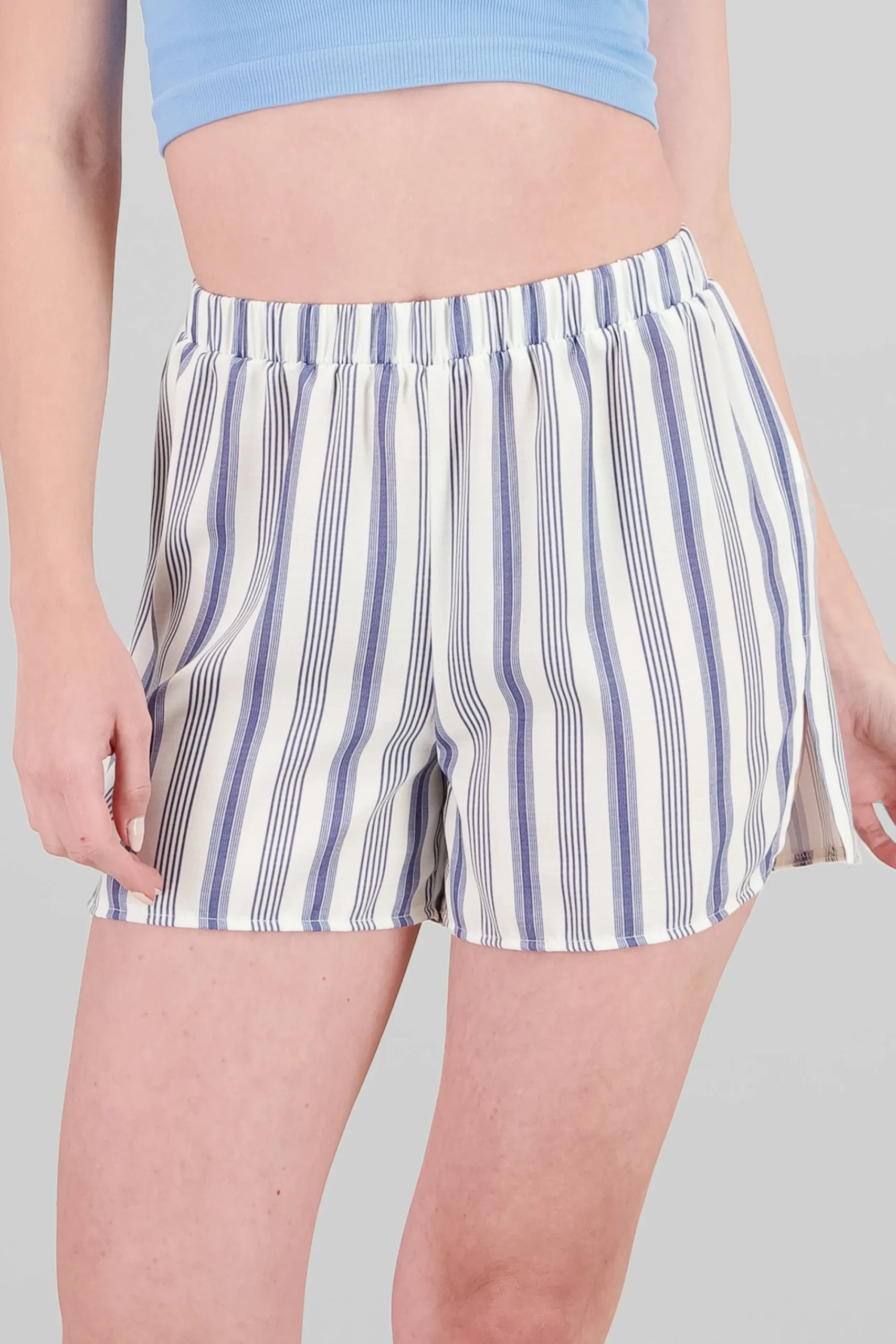 Shasa Striped Shorts with Slit