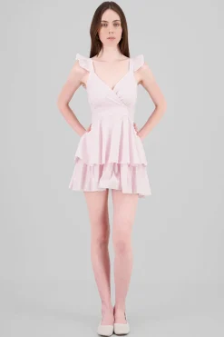 Shasa Striped Strap Dress with Ruffles