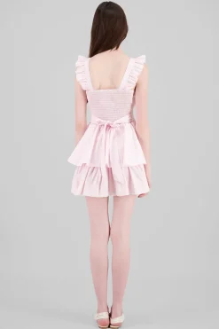 Shasa Striped Strap Dress with Ruffles