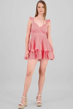 Shasa Striped Strap Dress with Ruffles