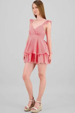 Shasa Striped Strap Dress with Ruffles