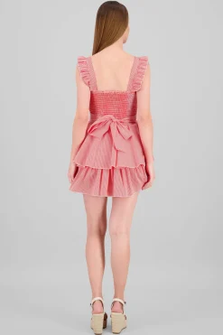 Shasa Striped Strap Dress with Ruffles