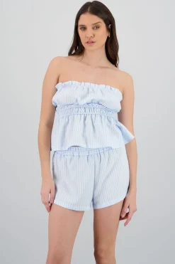 Shasa Striped Strapless Blouse