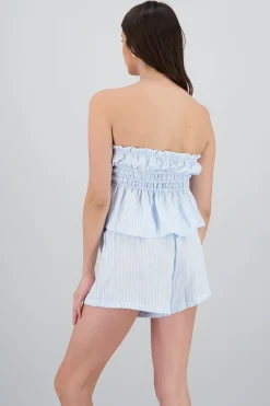 Shasa Striped Strapless Blouse