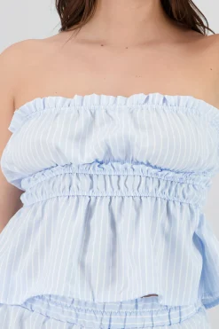 Shasa Striped Strapless Blouse