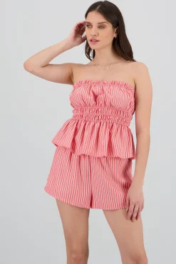 Shasa Striped Strapless Top