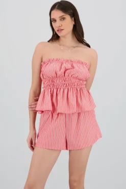 Shasa Striped Strapless Top