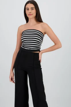 Shasa Striped Strapless Top