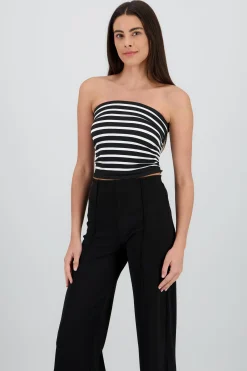 Shasa Striped Strapless Top