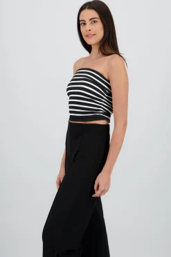Shasa Striped Strapless Top