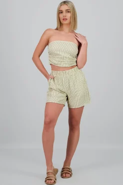 Shasa Striped Textured Print Shorts