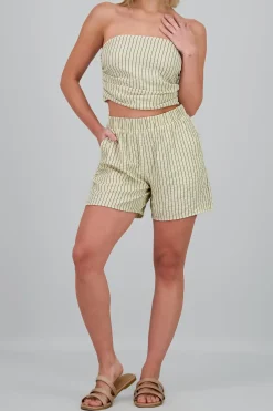 Shasa Striped Textured Print Shorts
