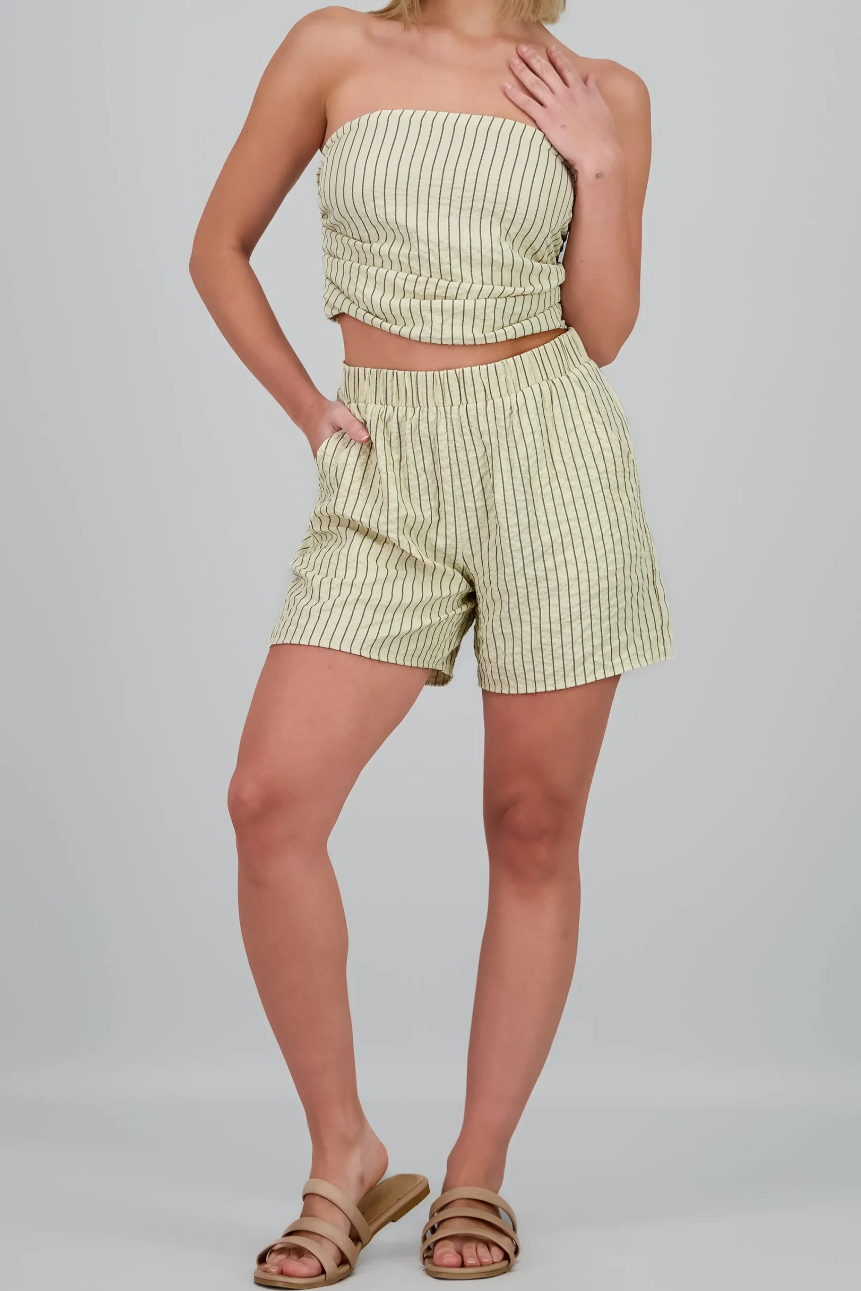 Shasa Striped Textured Print Shorts