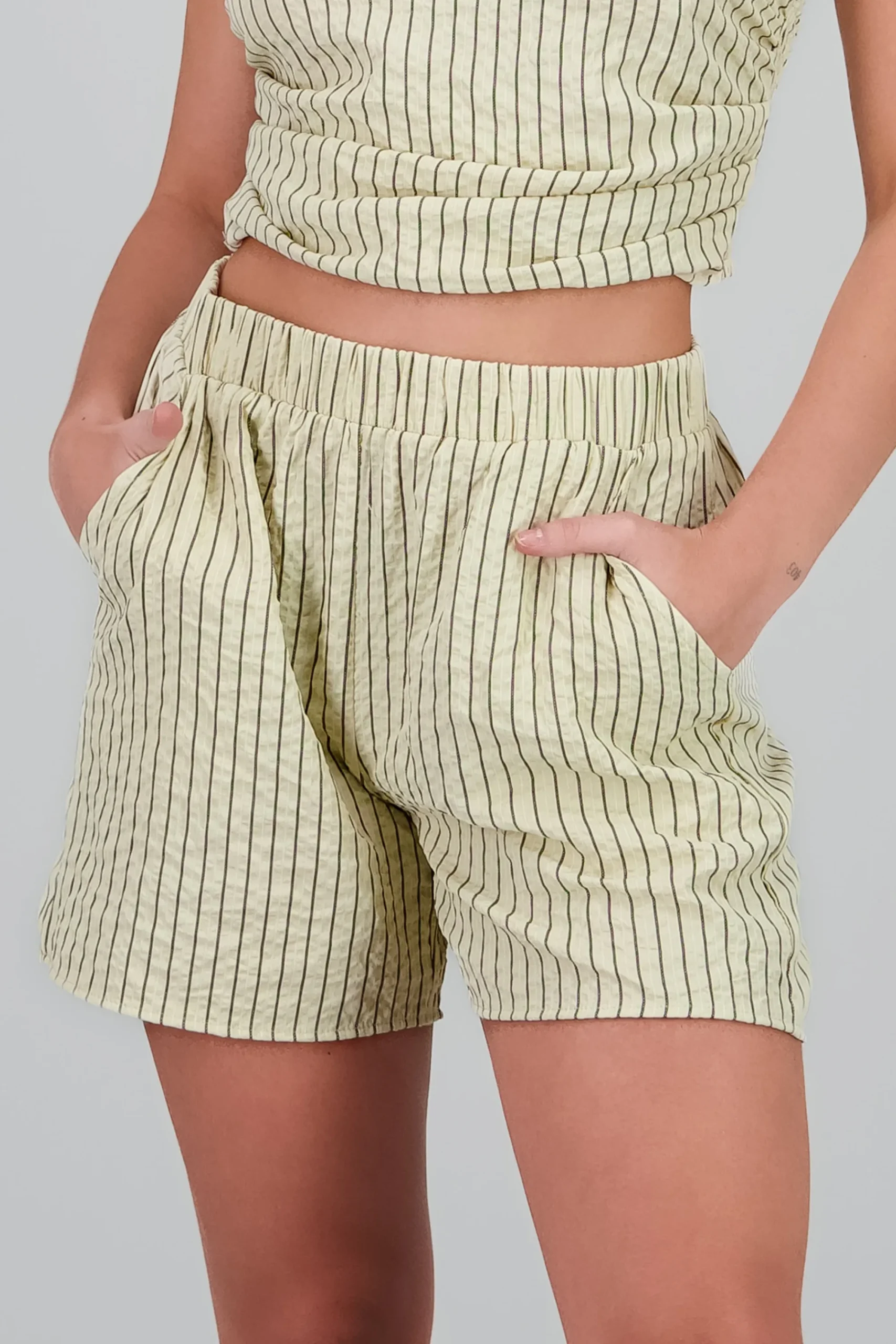 Shasa Striped Textured Print Shorts