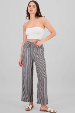 Shasa Striped Textured Straight Pants